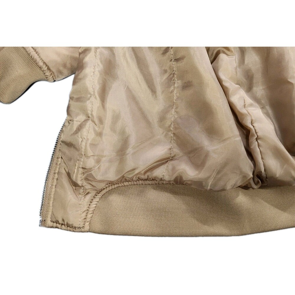 Forever 21 Men's Satin Finish Bomber Jacket - Beige / Tan (Size L - Picture 6 of 14